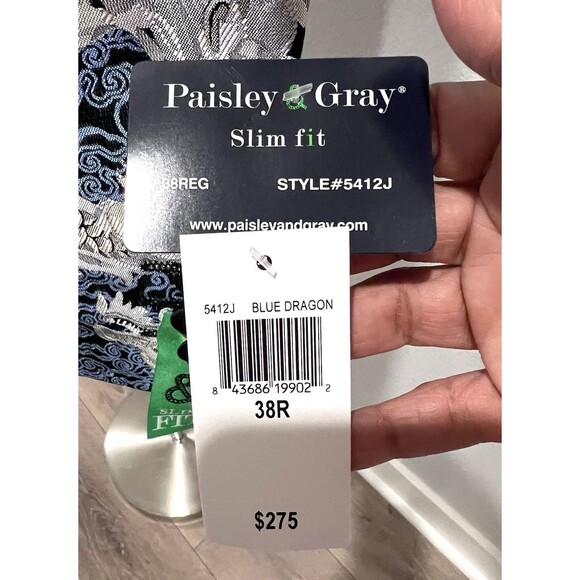 Paisley & Gray Blazer Men Size 38R Slim Fit Dragon Allover Print Sports Jacket - Picture 5 of 13